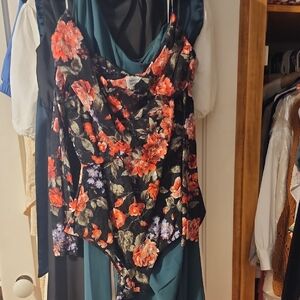 Unique Vintage Black Floral Bodysuit
